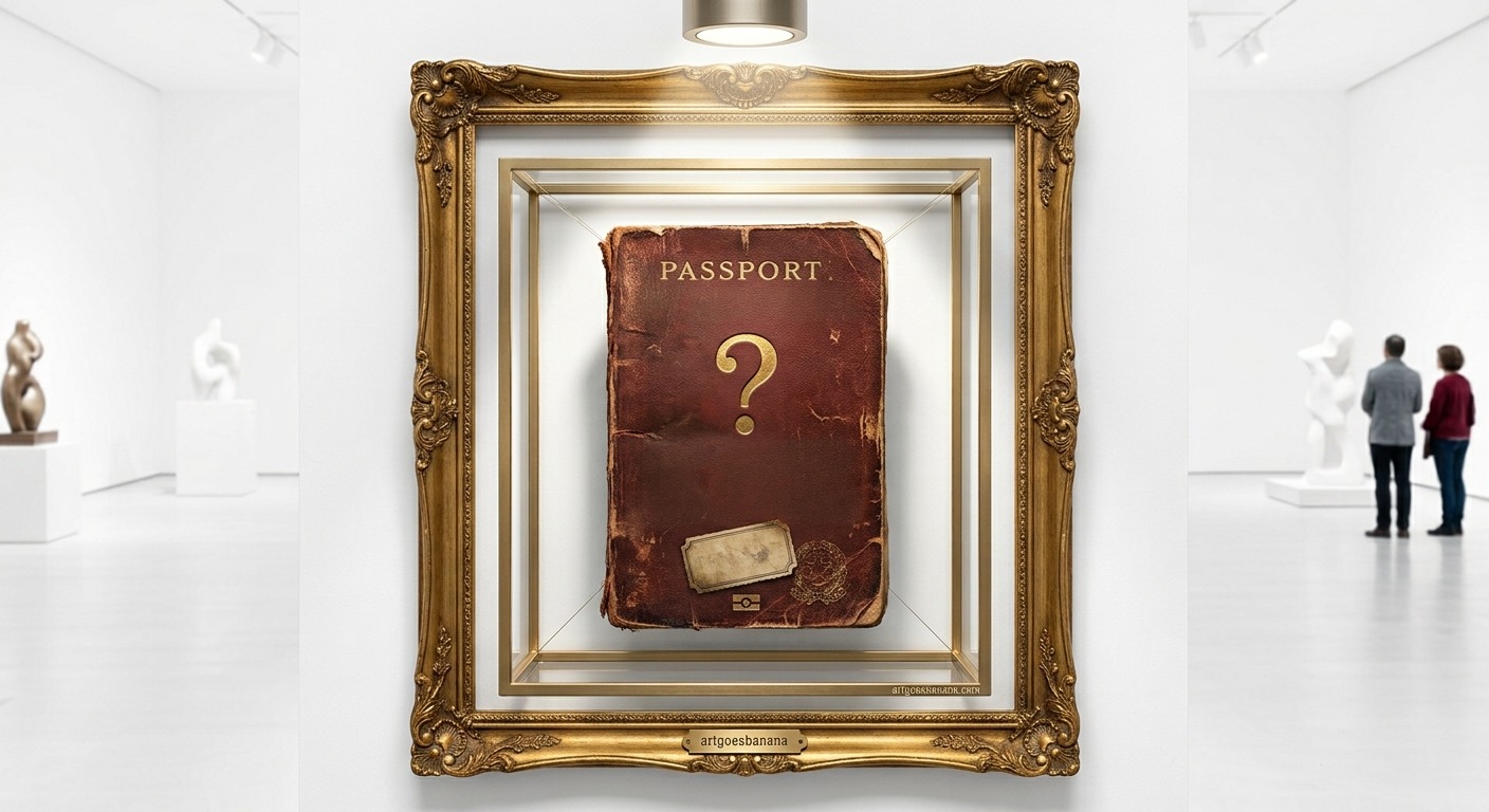 Invisible sculpture border passport artgoesbanana "?" question mark